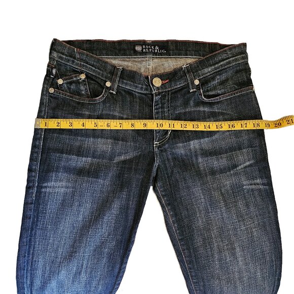 ROCK & REPUBLIC Dark Wash Kasandra Mid-Rise Boot Cut Jeans Size 30 - Picture 4 of 10